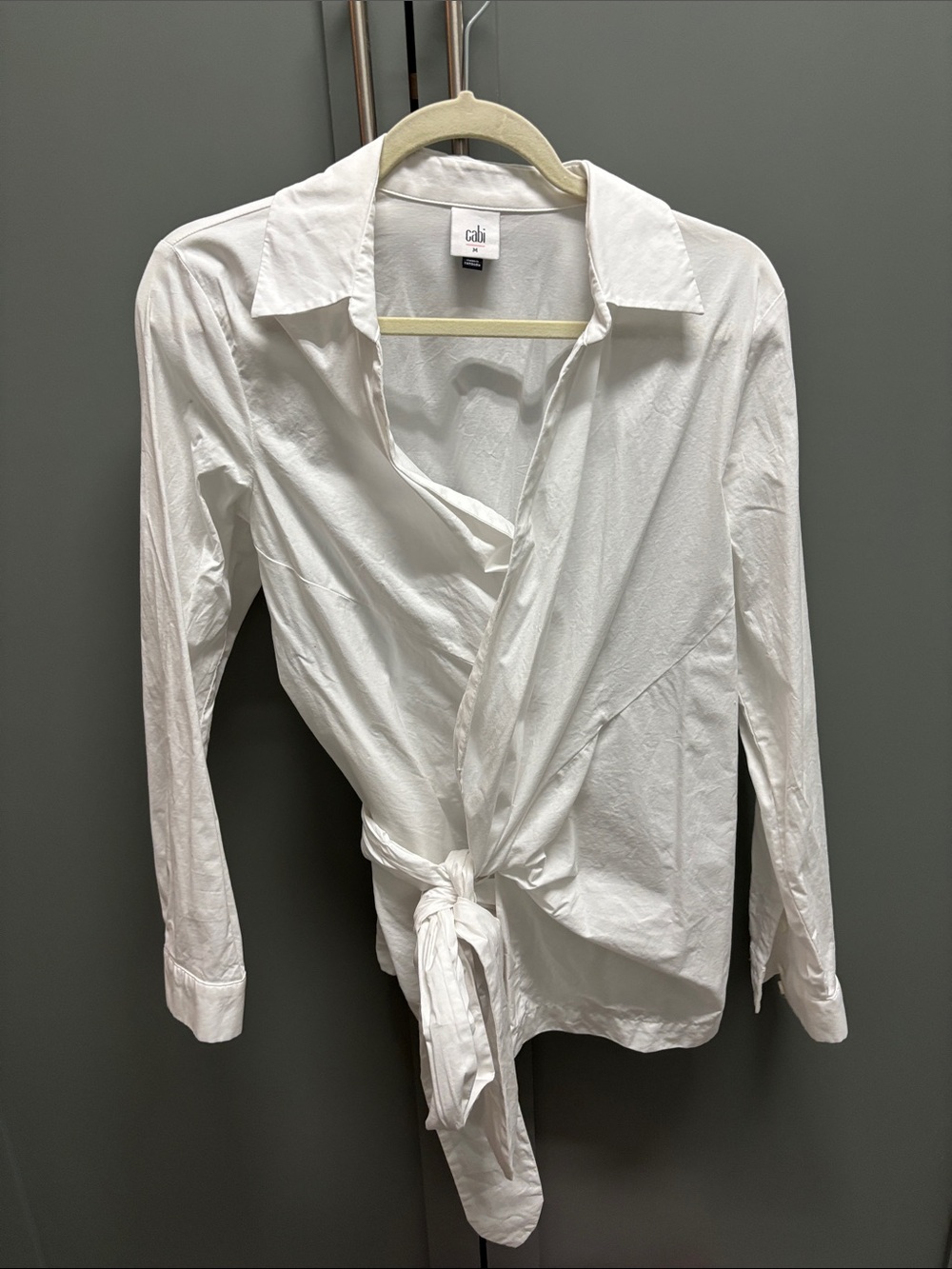 CAbi White wrap tie shirt